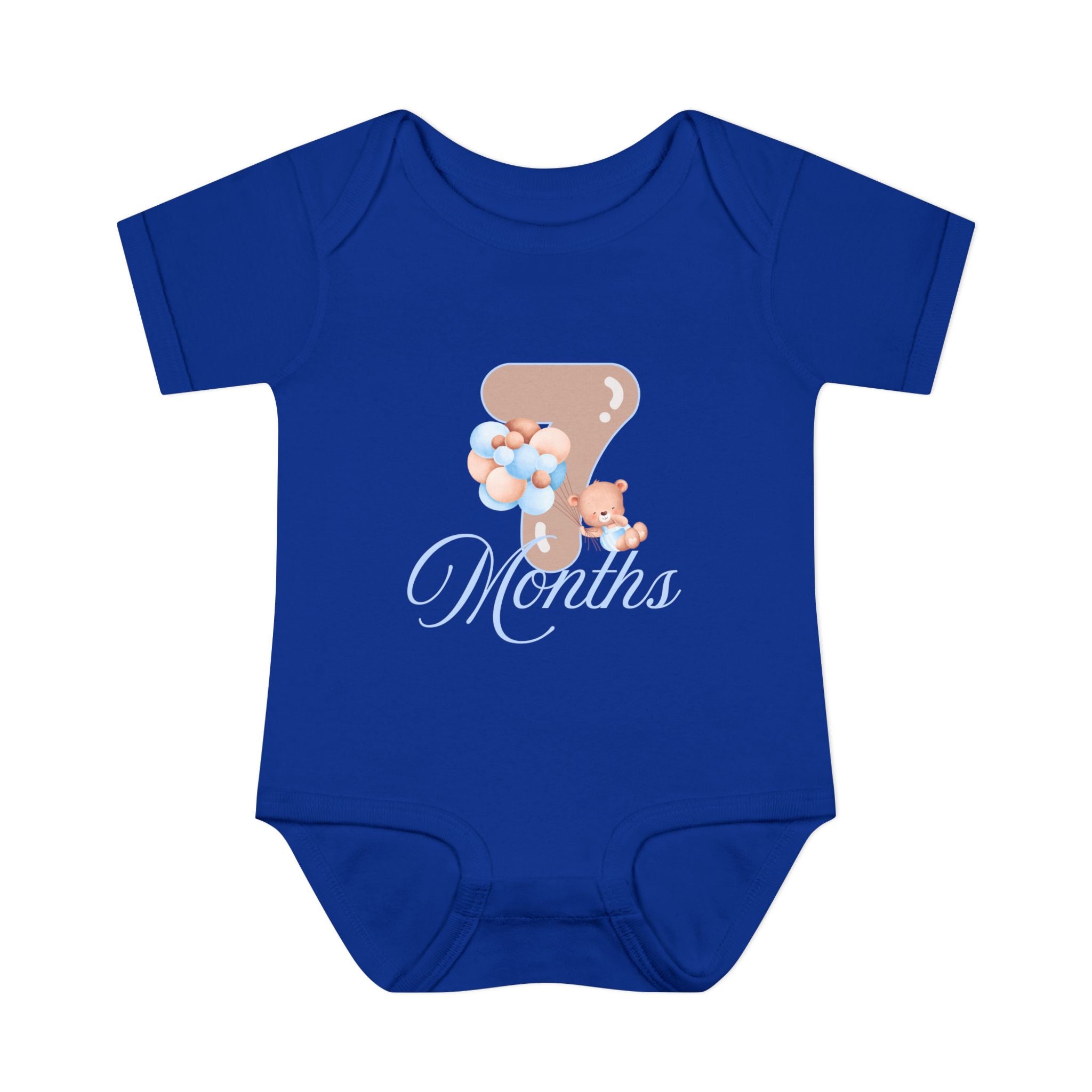 Bear & Balloons Milestone | Five Month Blue | Baby Onesie
