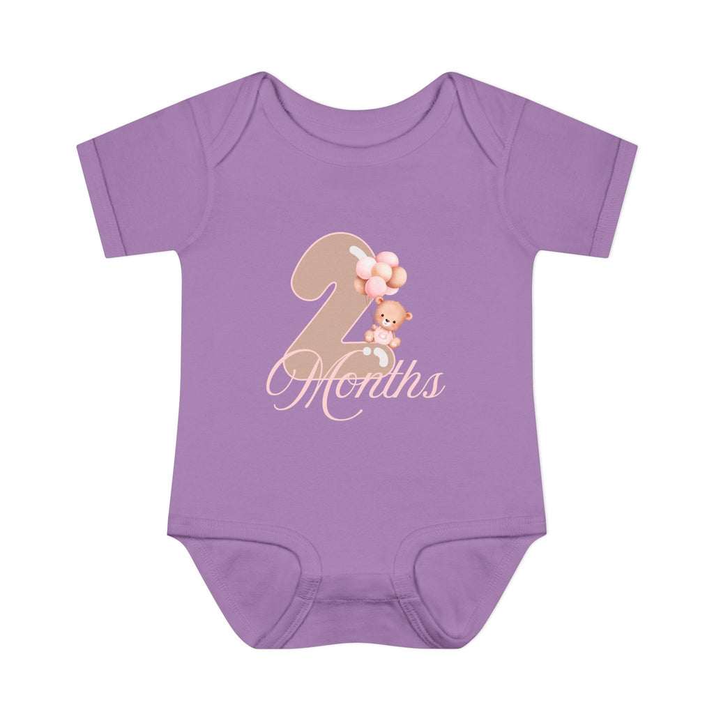 Bear & Balloons Milestone | Two Month Pink | Baby Onesie