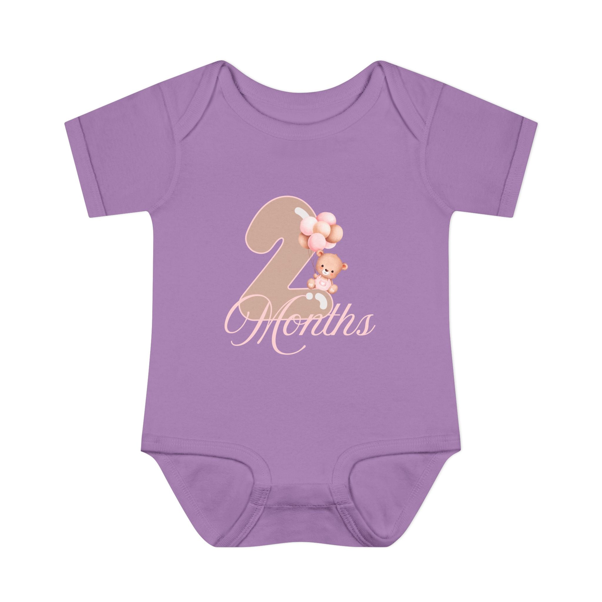 Bear & Balloons Milestone | Two Month Pink | Baby Onesie
