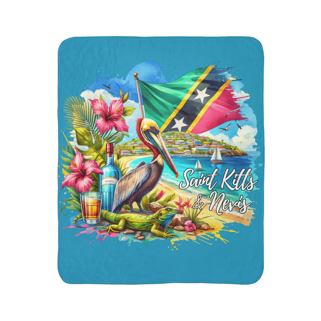 Tropical Island Souvenir | Saint Kitts & Nevis | Fleece Sherpa Blanket