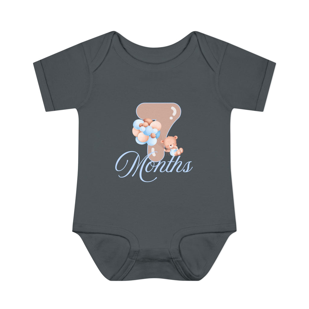 Bear & Balloons Milestone | Five Month Blue | Baby Onesie
