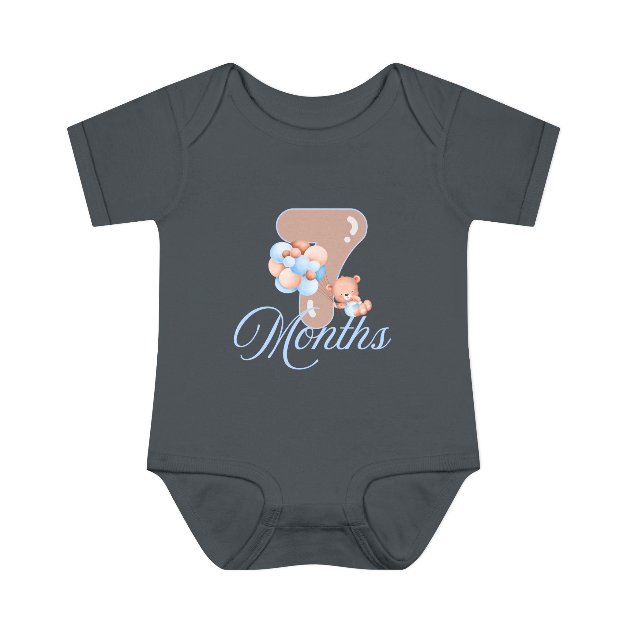 Bear & Balloons Milestone | Five Month Blue | Baby Onesie