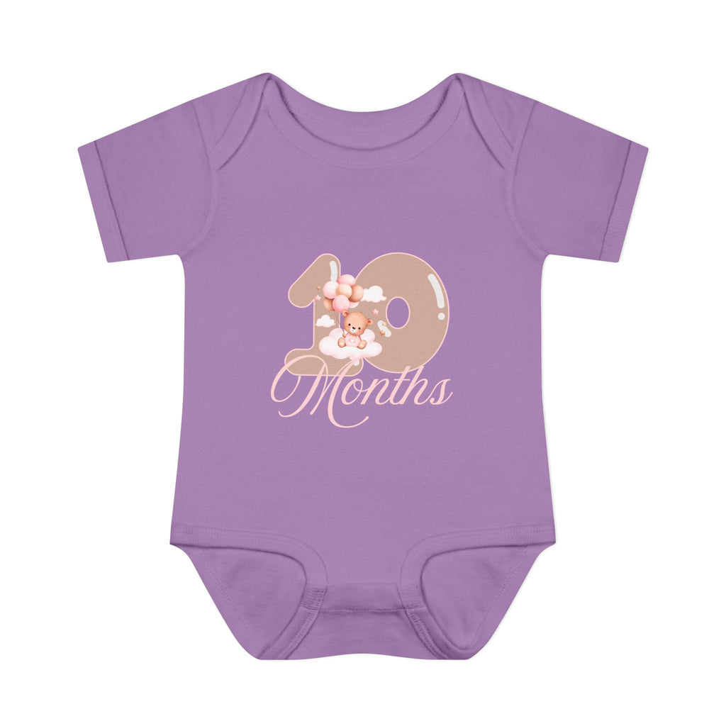 Bear & Balloons Milestone | Ten Month Pink | Baby Onesie