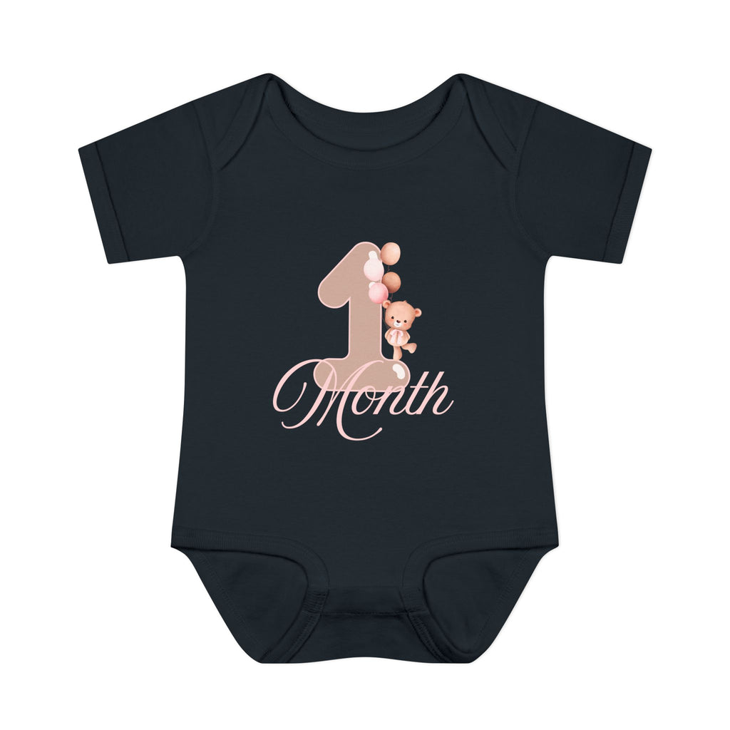Bear & Balloons Milestone | Two Month Pink | Baby Onesie