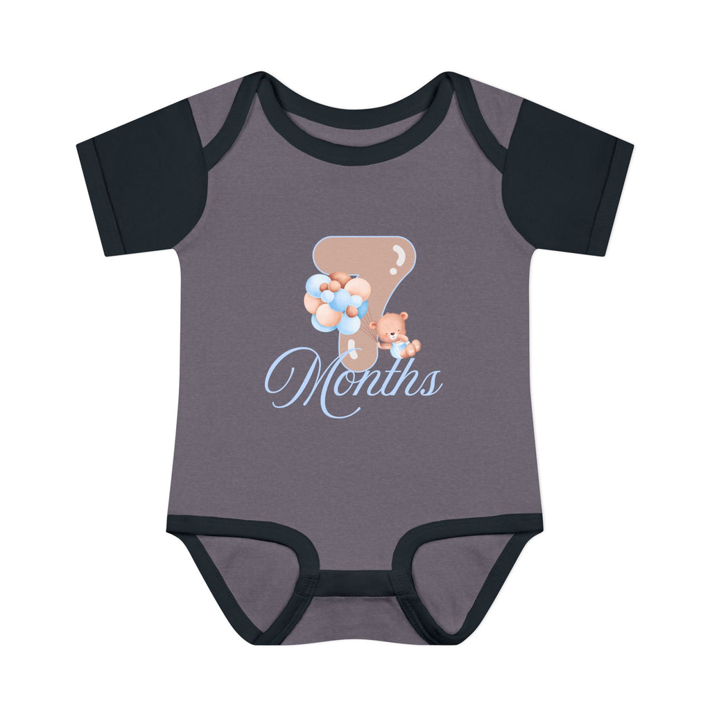 Bear & Balloons Milestone | Five Month Blue | Baby Onesie