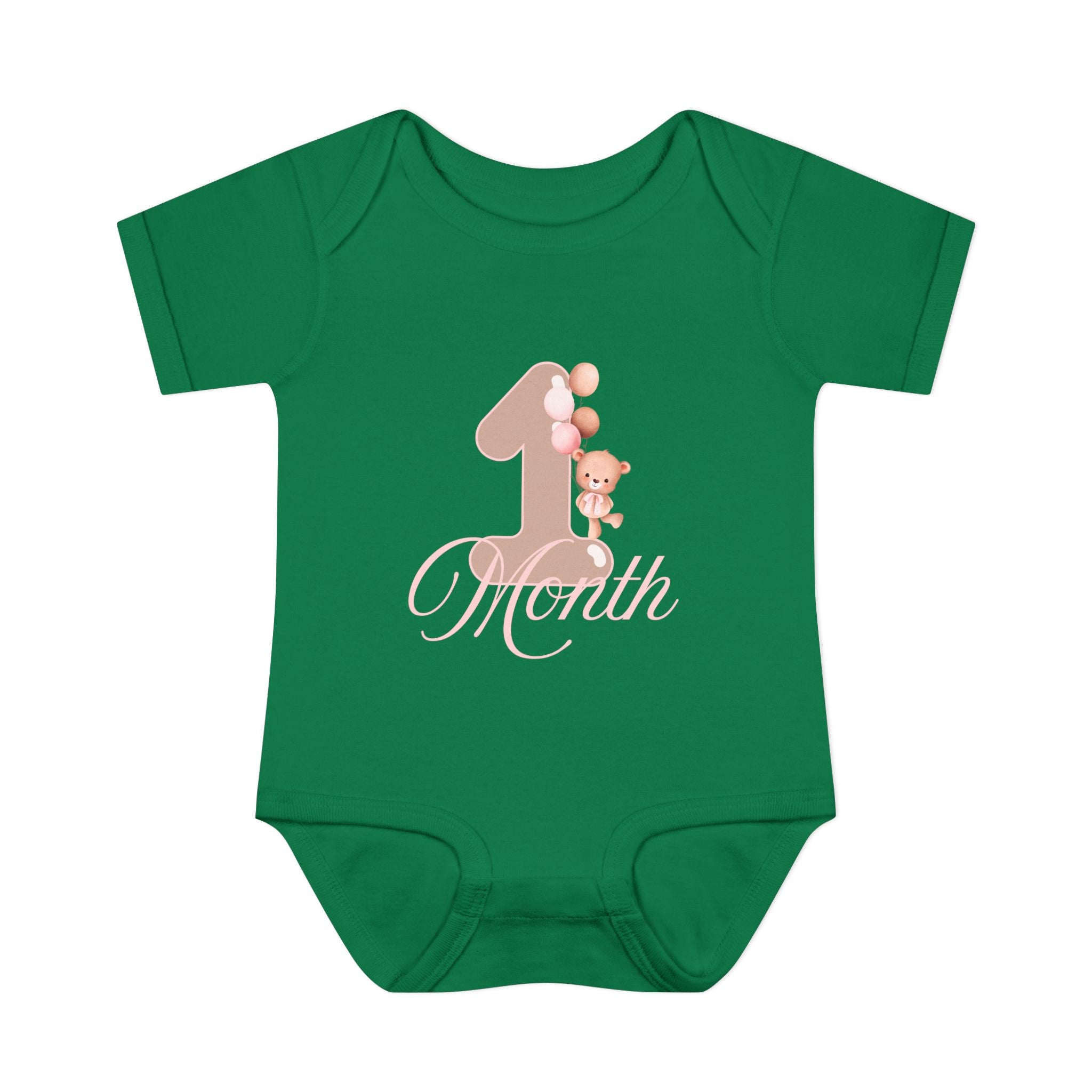 Bear & Balloons Milestone | Two Month Pink | Baby Onesie