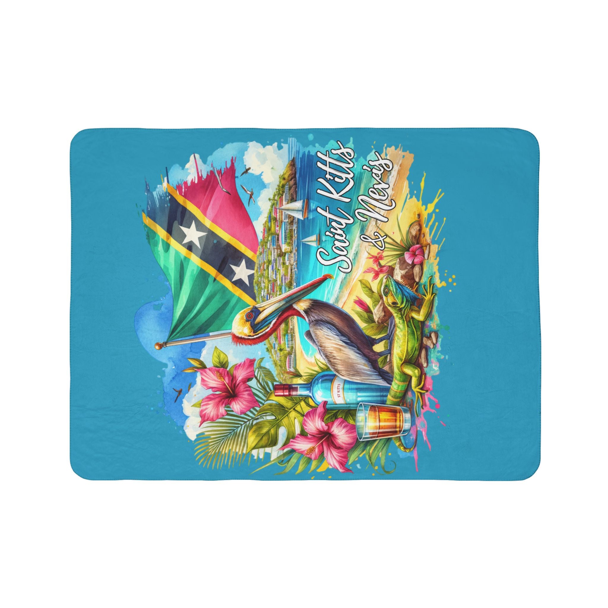 Tropical Island Souvenir | Saint Kitts & Nevis | Fleece Sherpa Blanket
