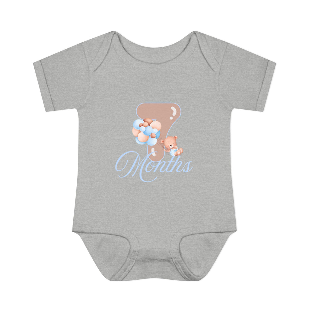 Bear & Balloons Milestone | Five Month Blue | Baby Onesie