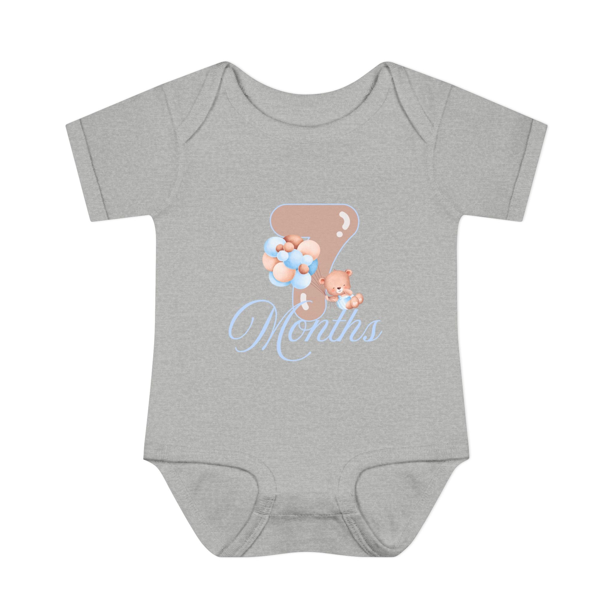 Bear & Balloons Milestone | Five Month Blue | Baby Onesie
