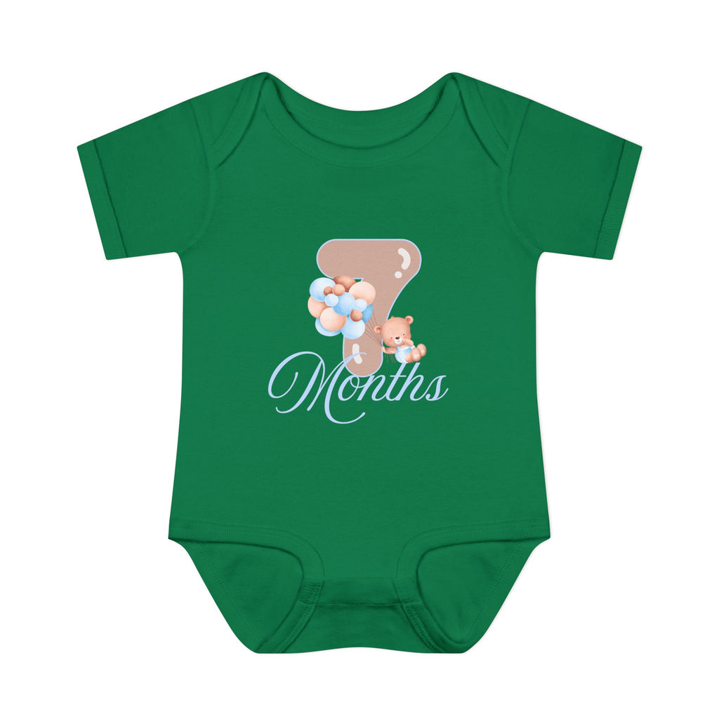 Bear & Balloons Milestone | Five Month Blue | Baby Onesie