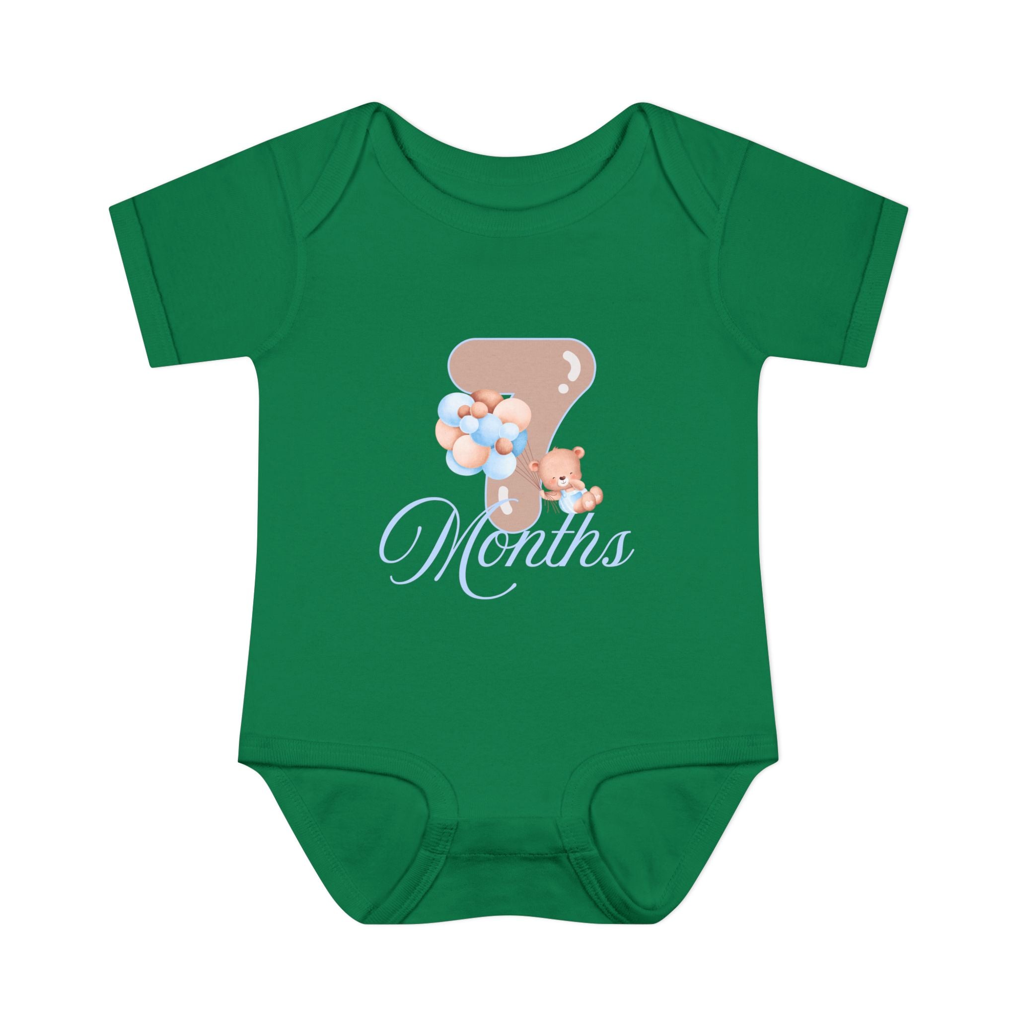 Bear & Balloons Milestone | Five Month Blue | Baby Onesie