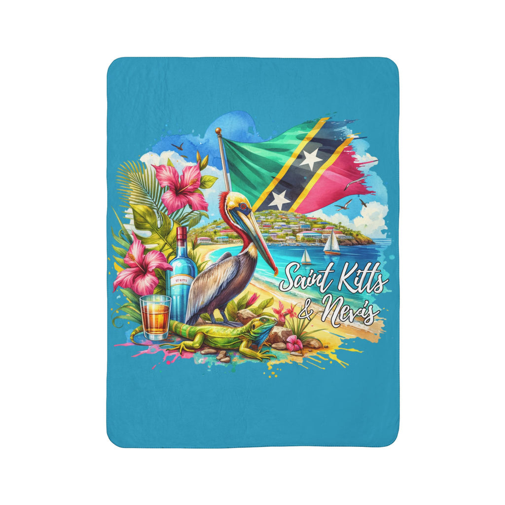 Tropical Island Souvenir | Saint Kitts & Nevis | Fleece Sherpa Blanket