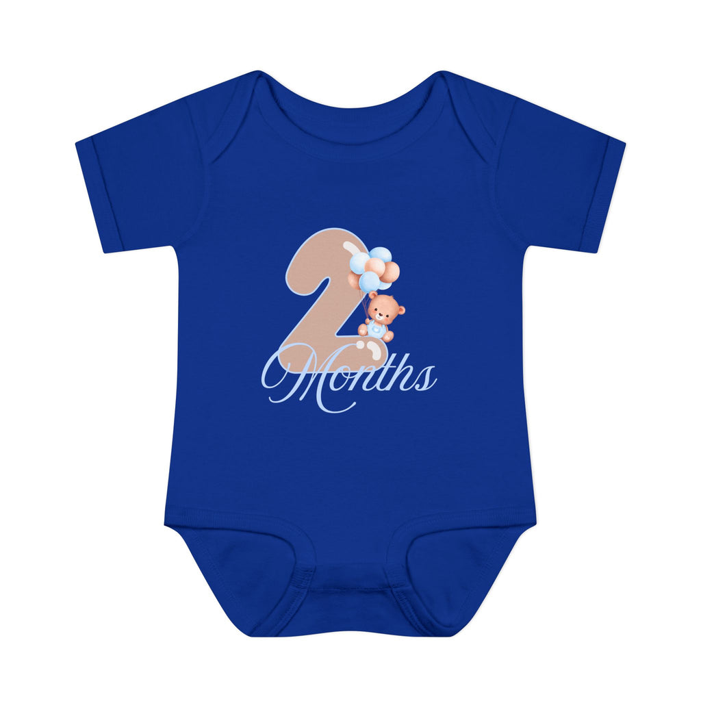 Bear & Balloons Milestone | One Month Blue | Baby Onesie