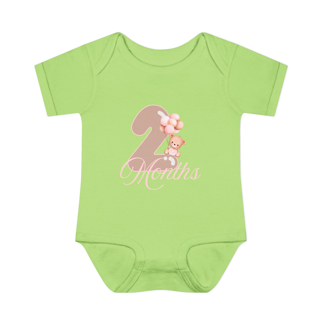 Bear & Balloons Milestone | Two Month Pink | Baby Onesie