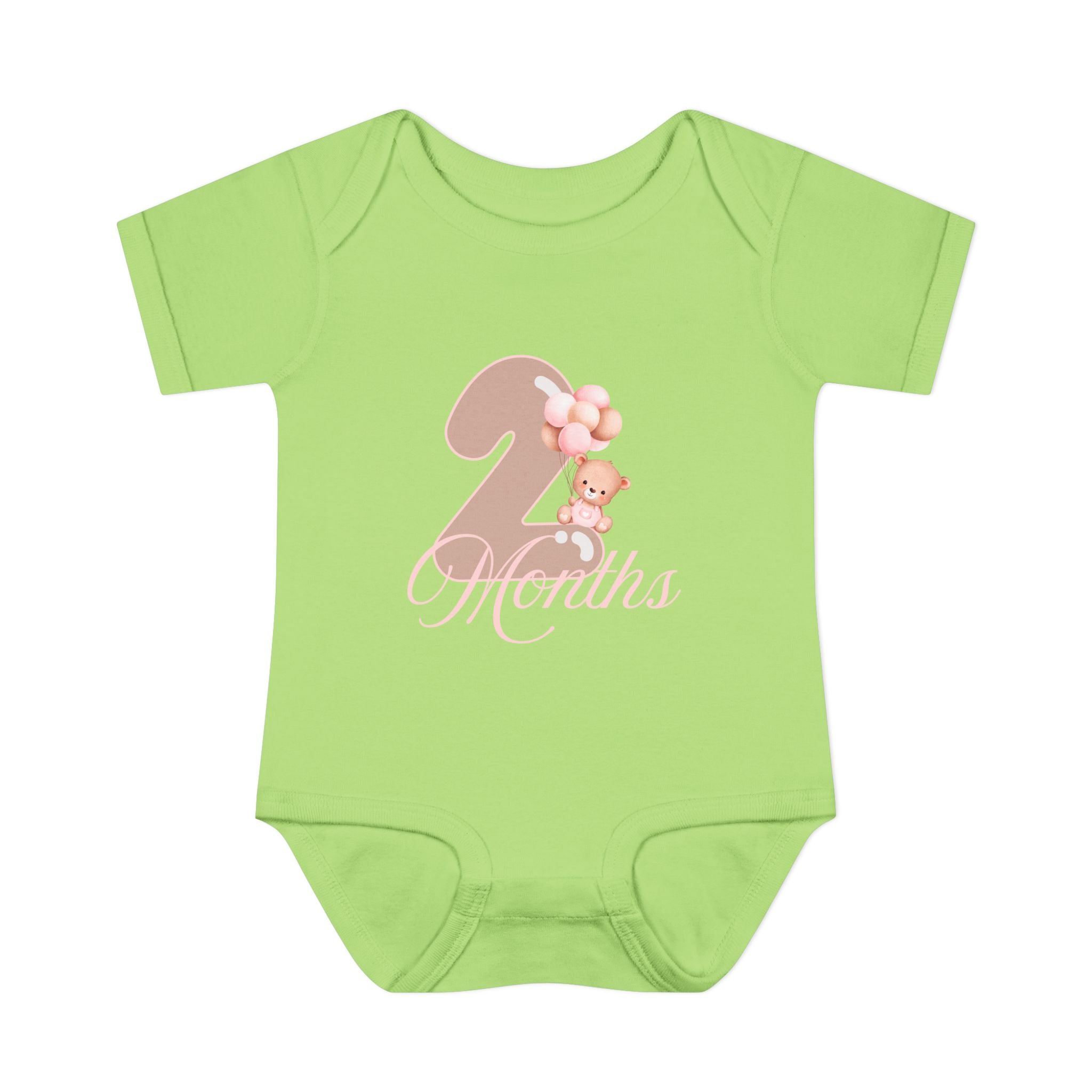 Bear & Balloons Milestone | Two Month Pink | Baby Onesie